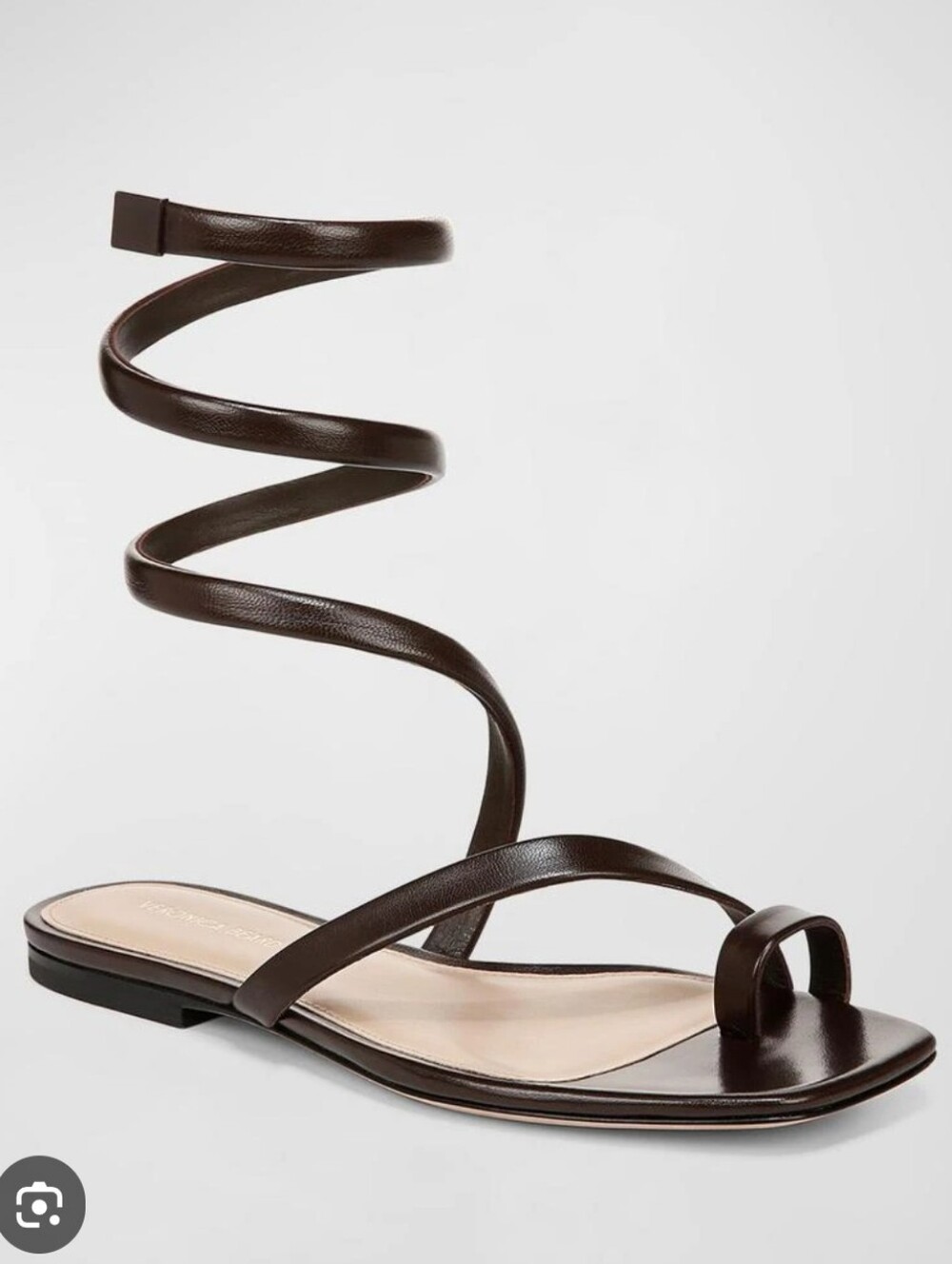Veronica Beard Dark Brown Spiral Wrap Toe-Ring Sandal